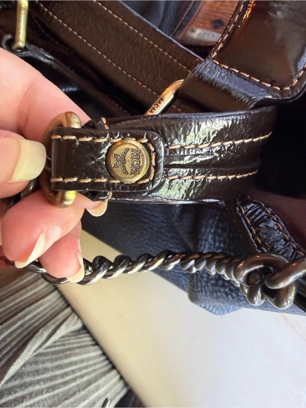 Vintage MCM mixed media satchel
